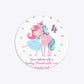 Personalised Unicorn Happy Birthday Circle 5 25x5 25 Invitation Glitter