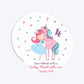 Personalised Unicorn Happy Birthday Circle 5 25x5 25 Invitation Matte Paper Front and Back Image