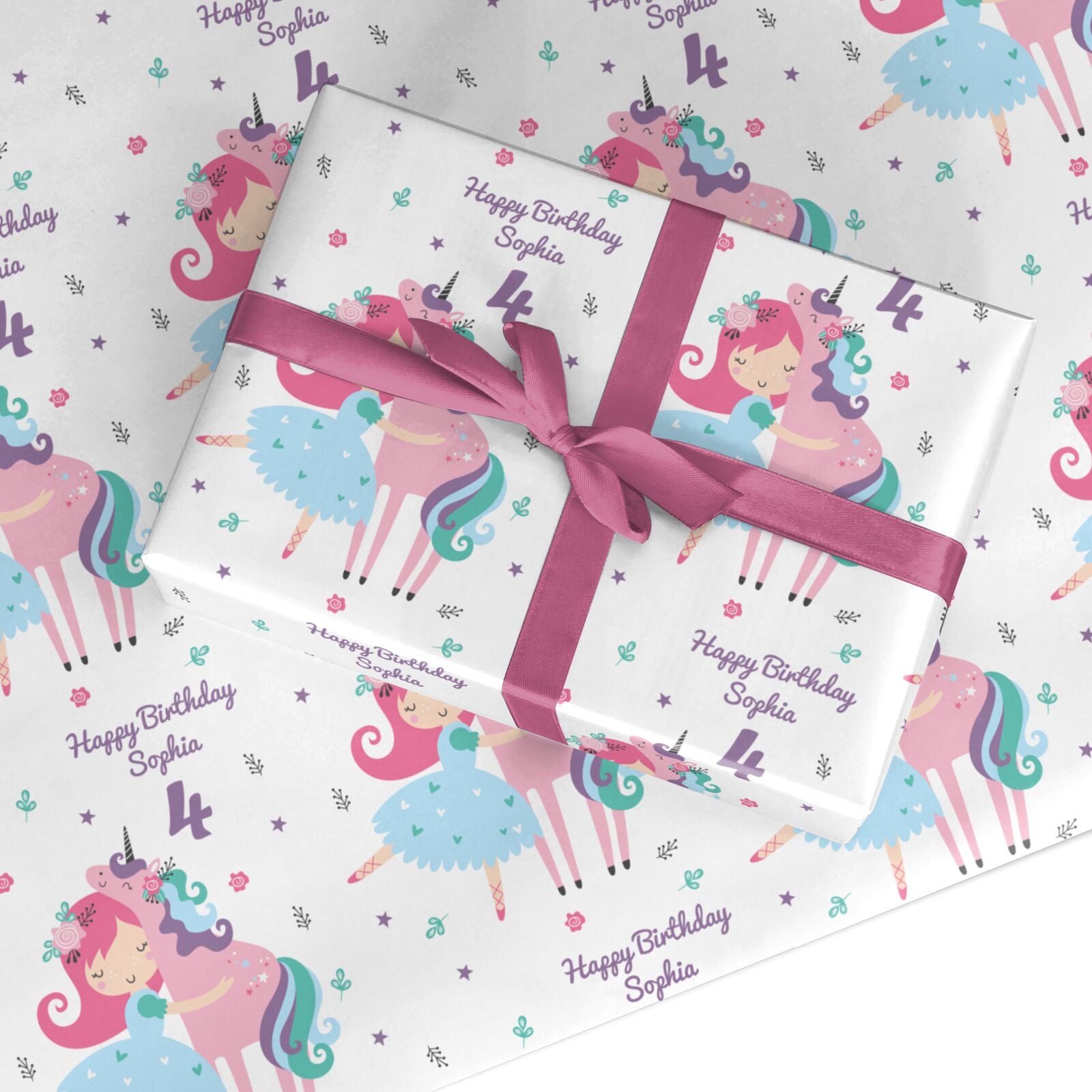 Personalised Unicorn Happy Birthday Wrapping Paper – Dyefor