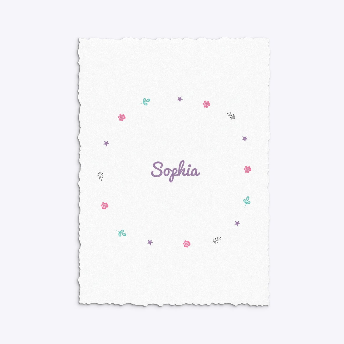 Personalised Unicorn Happy Birthday Deckle Invitation Glitter Back Image