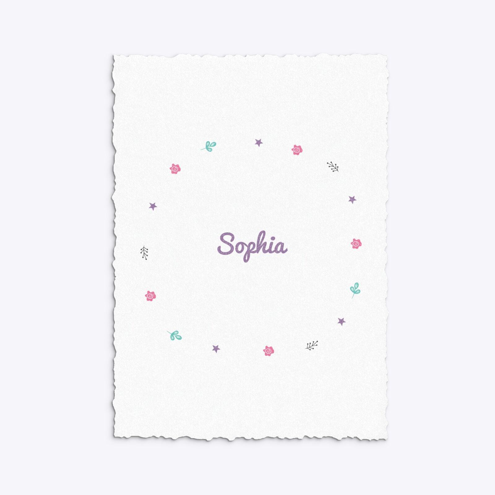 Personalised Unicorn Happy Birthday Deckle Invitation Glitter Back Image