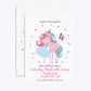 Personalised Unicorn Happy Birthday Deckle Invitation Glitter Front and Back Image