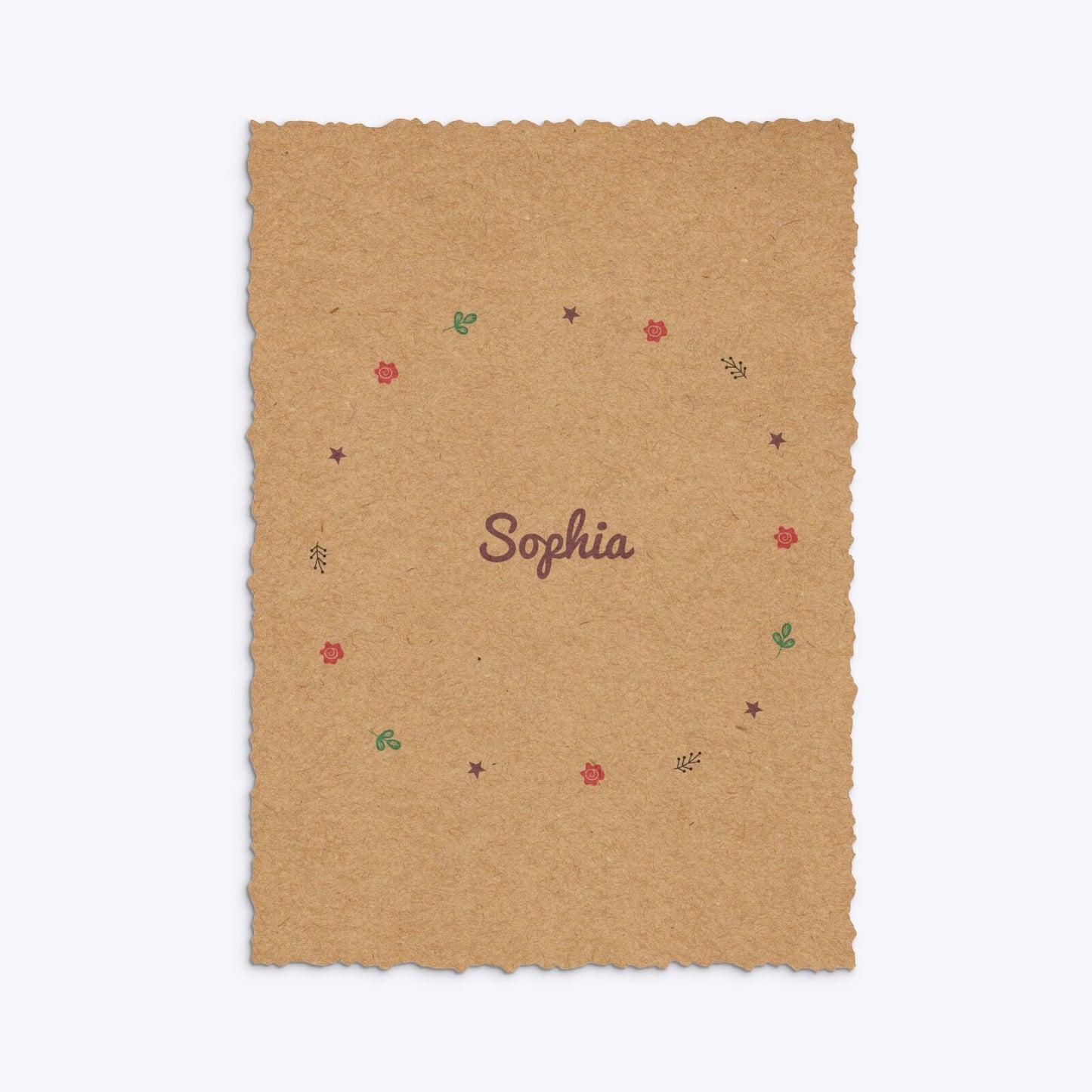 Personalised Unicorn Happy Birthday Deckle Invitation Kraft Back Image