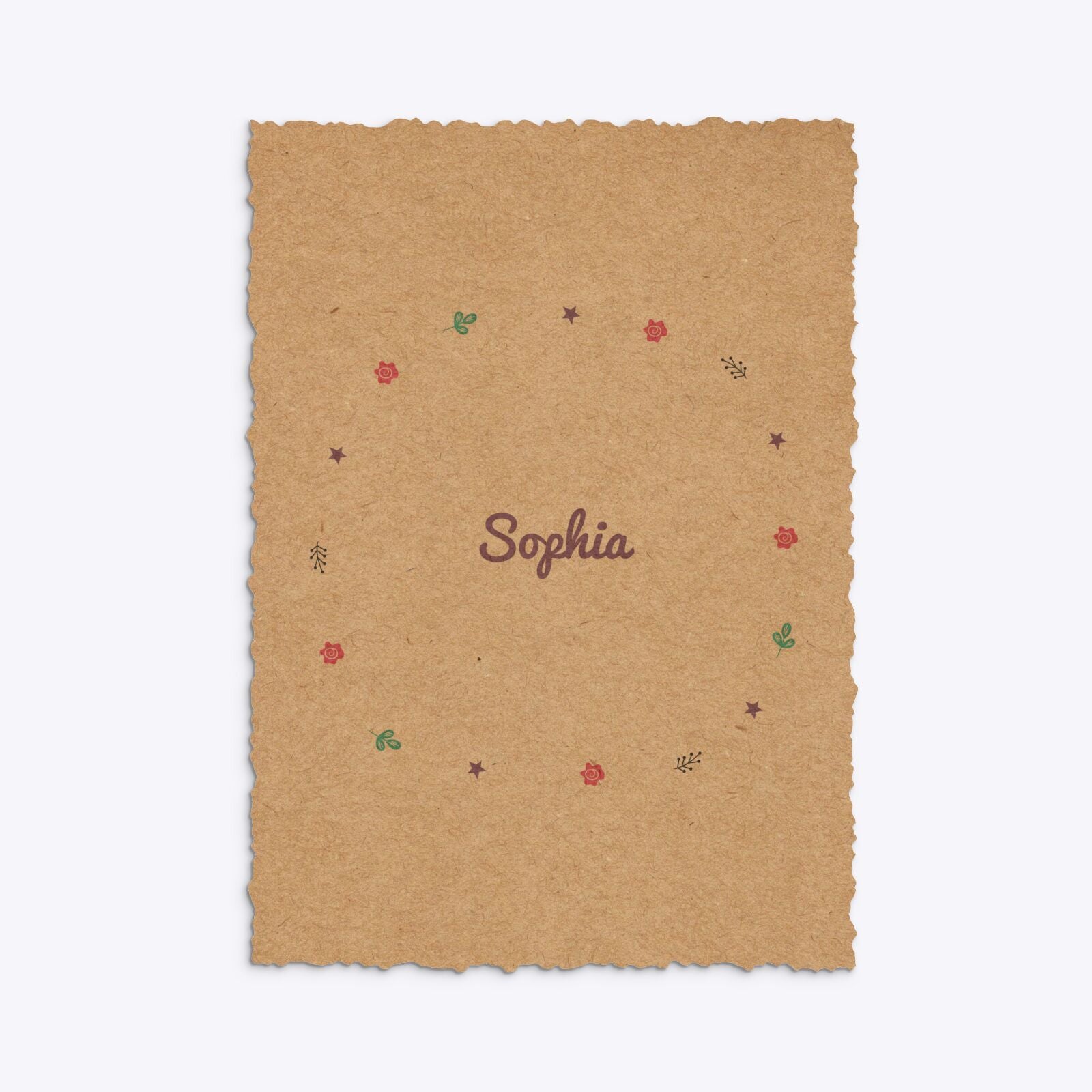 Personalised Unicorn Happy Birthday Deckle Invitation Kraft Back Image