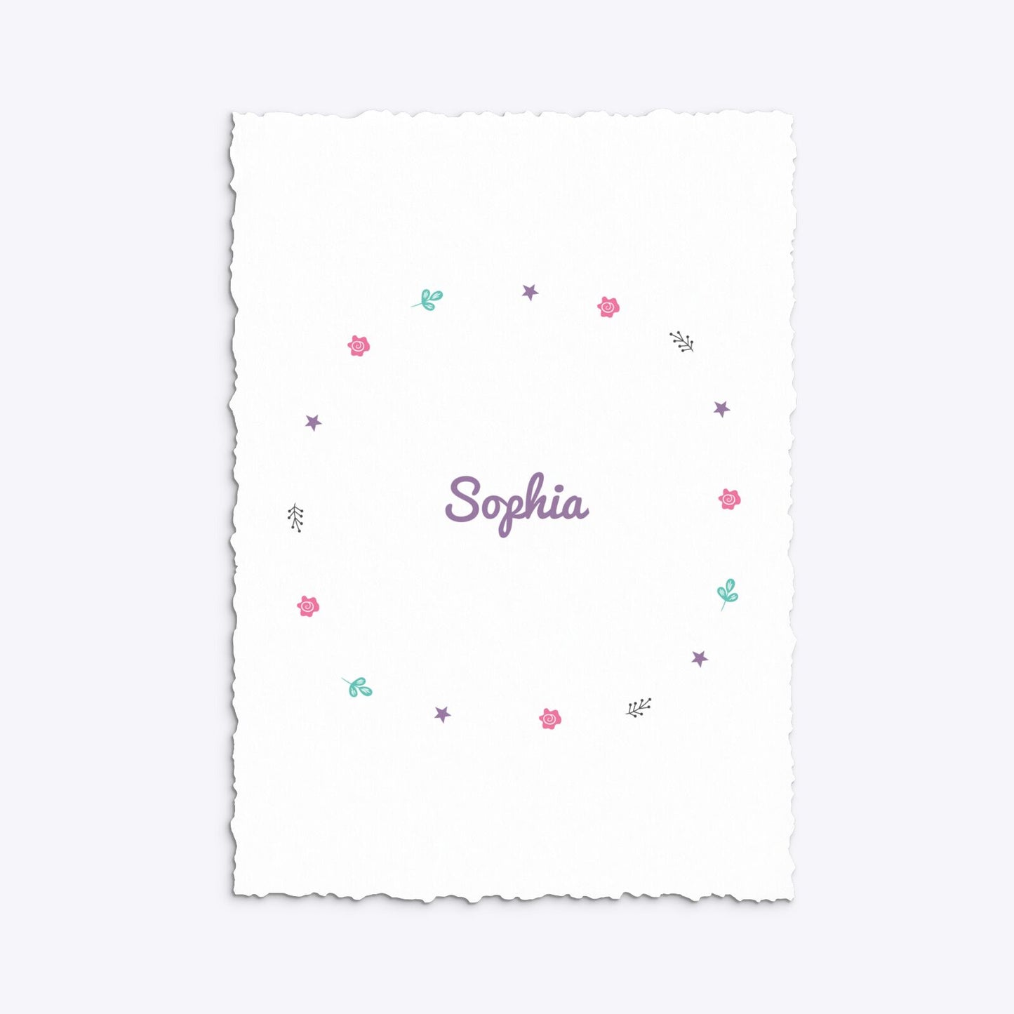 Personalised Unicorn Happy Birthday Deckle Invitation Matte Paper Back Image