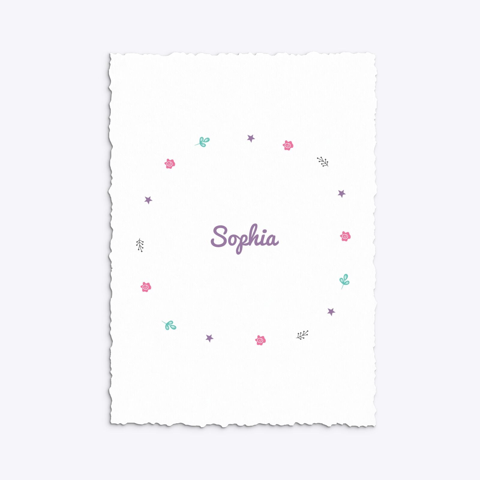 Personalised Unicorn Happy Birthday Deckle Invitation Matte Paper Back Image