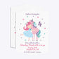 Personalised Unicorn Happy Birthday Geo Invitation Glitter Front and Back Image