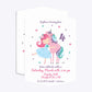 Personalised Unicorn Happy Birthday Geo Invitation Matte Paper Front and Back Image