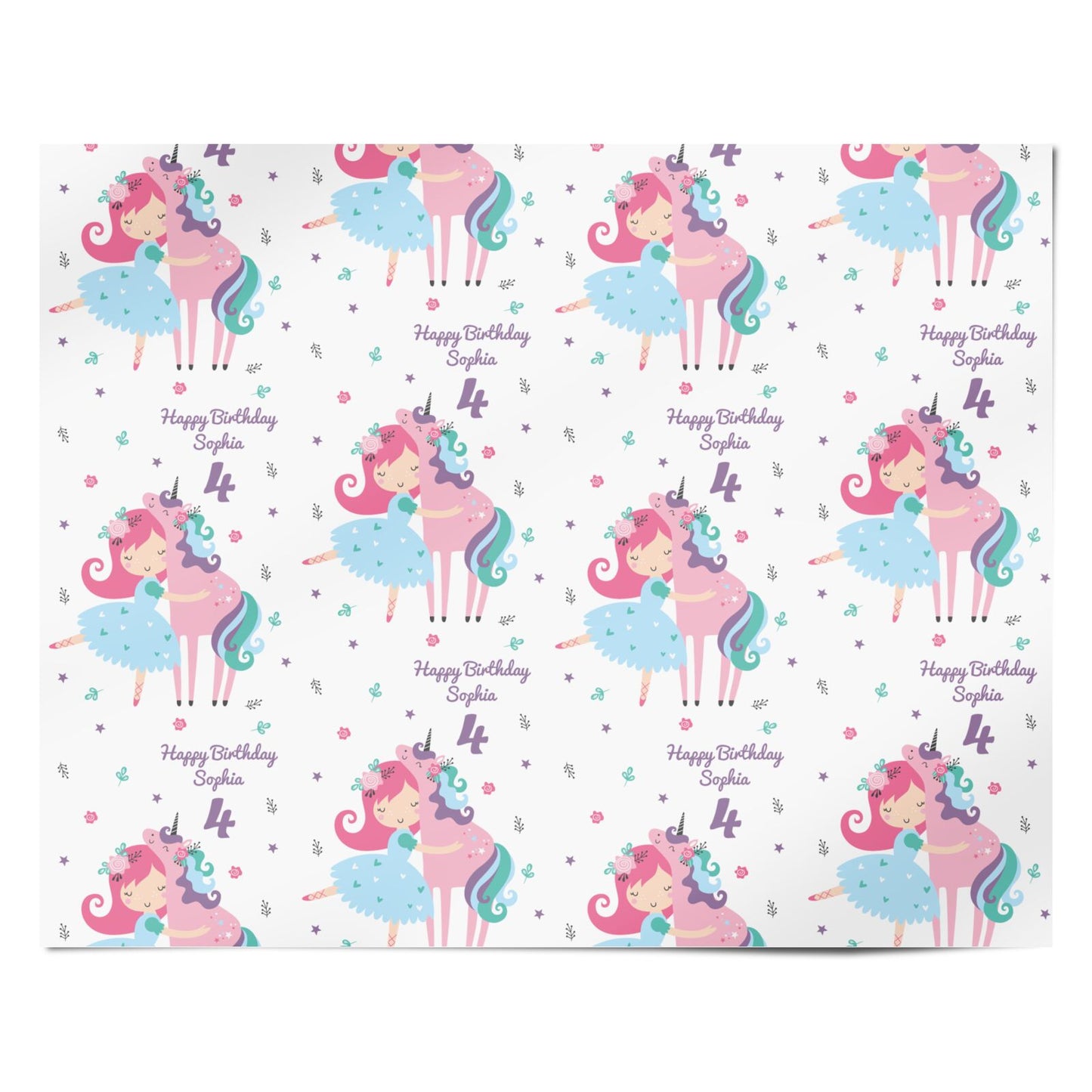 Personalised Unicorn Happy Birthday Personalised Wrapping Paper Alternative