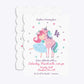Personalised Unicorn Happy Birthday Petal Invitation Glitter Front and Back Image
