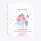 Personalised Unicorn Happy Birthday Petal Invitation Matte Paper Front and Back Image