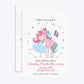 Personalised Unicorn Happy Birthday Rectangle Invitation Glitter Front and Back Image