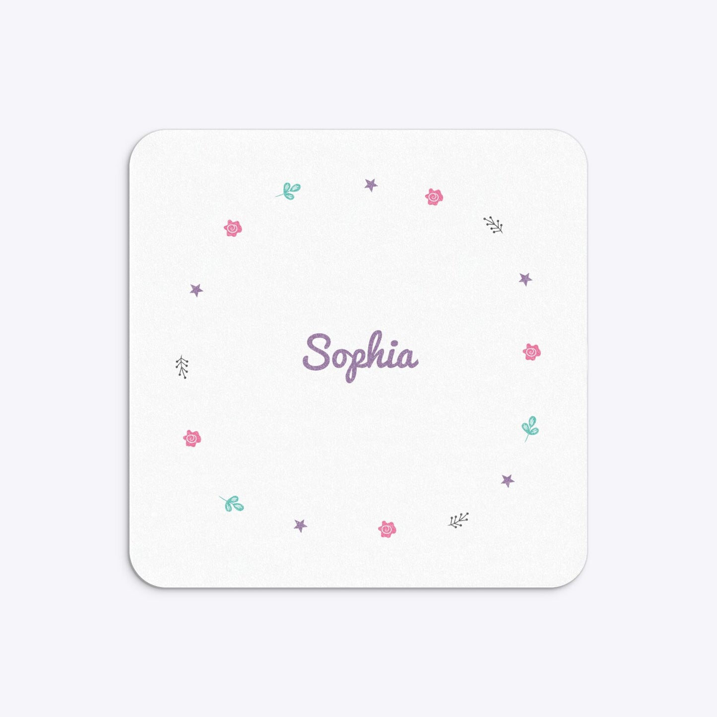 Personalised Unicorn Happy Birthday Rounded 5 25x5 25 Invitation Glitter Back Image