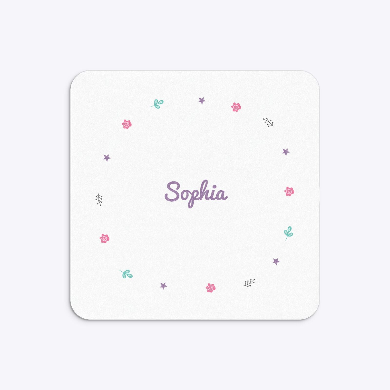 Personalised Unicorn Happy Birthday Rounded 5 25x5 25 Invitation Glitter Back Image