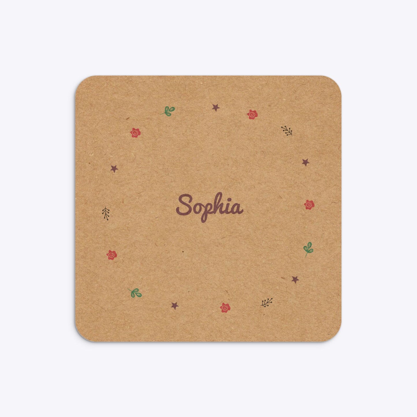 Personalised Unicorn Happy Birthday Rounded 5 25x5 25 Invitation Kraft Back Image