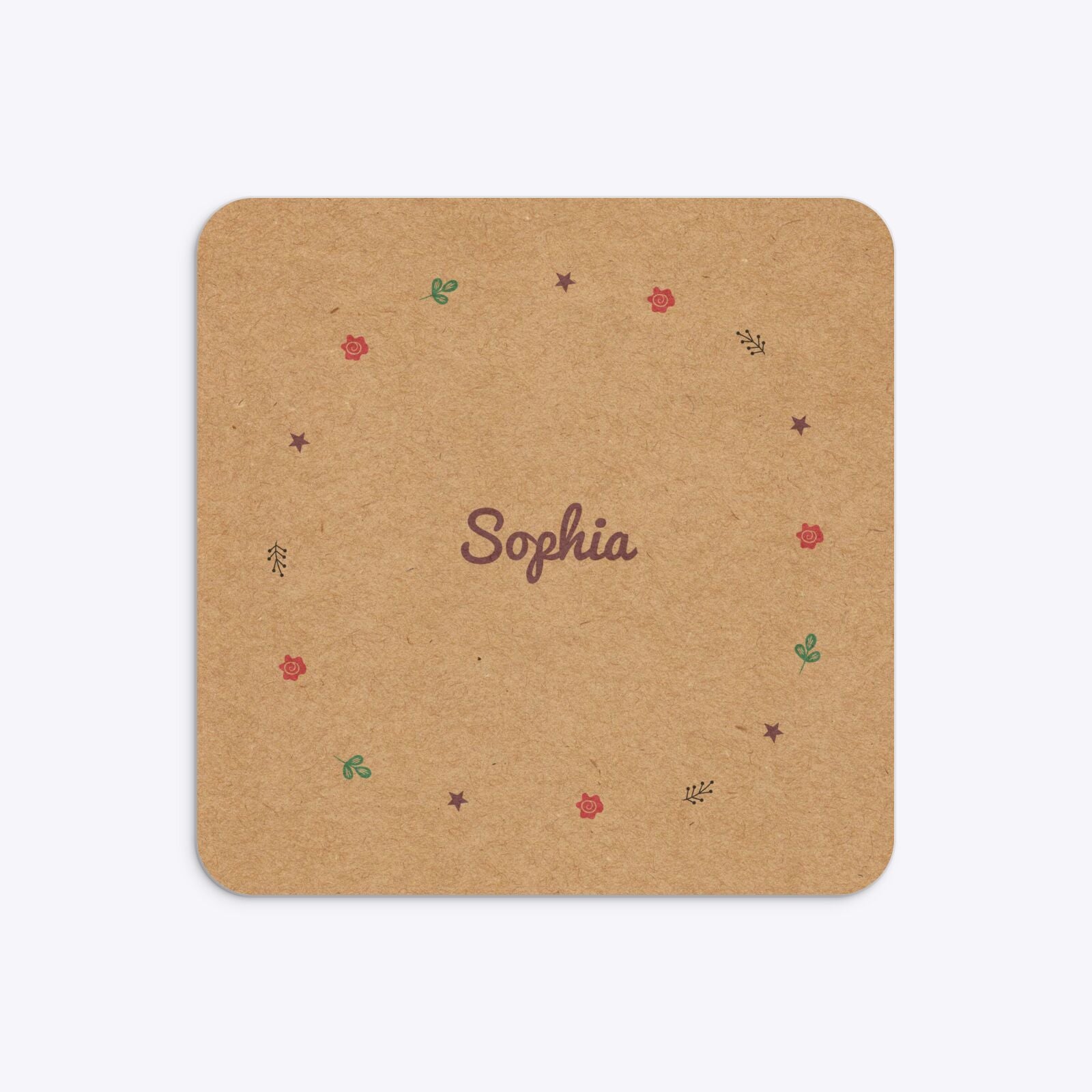 Personalised Unicorn Happy Birthday Rounded 5 25x5 25 Invitation Kraft Back Image