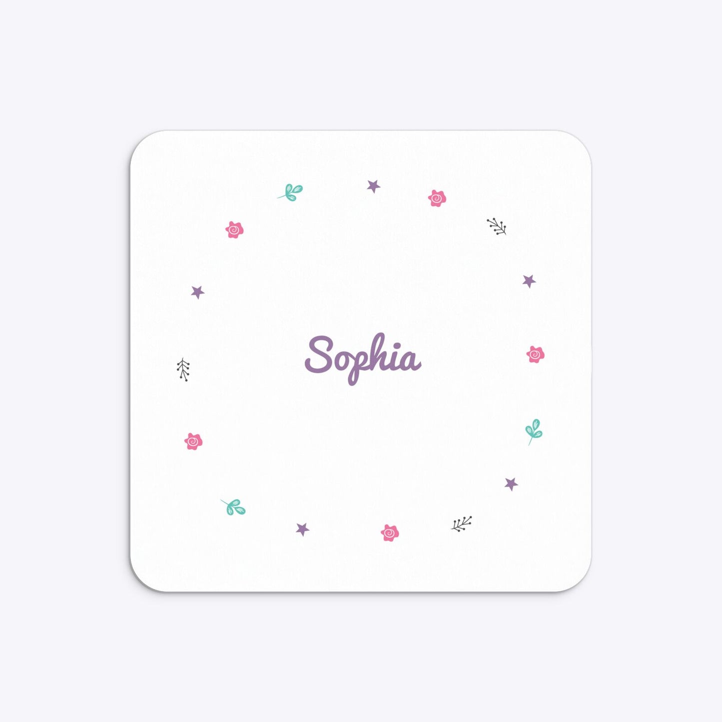 Personalised Unicorn Happy Birthday Rounded 5 25x5 25 Invitation Matte Paper Back Image