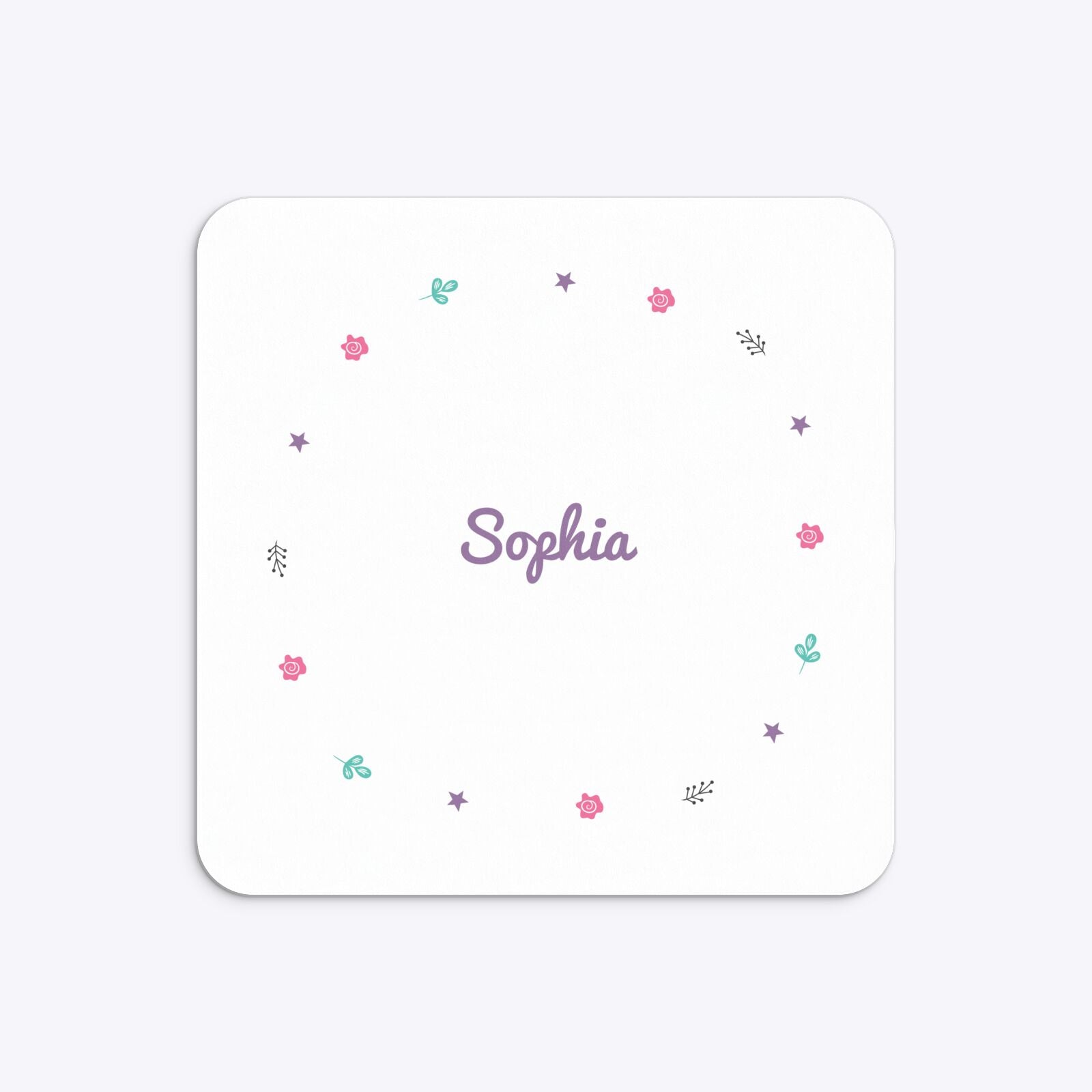 Personalised Unicorn Happy Birthday Rounded 5 25x5 25 Invitation Matte Paper Back Image