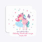 Personalised Unicorn Happy Birthday Rounded 5 25x5 25 Invitation Matte Paper Front and Back Image