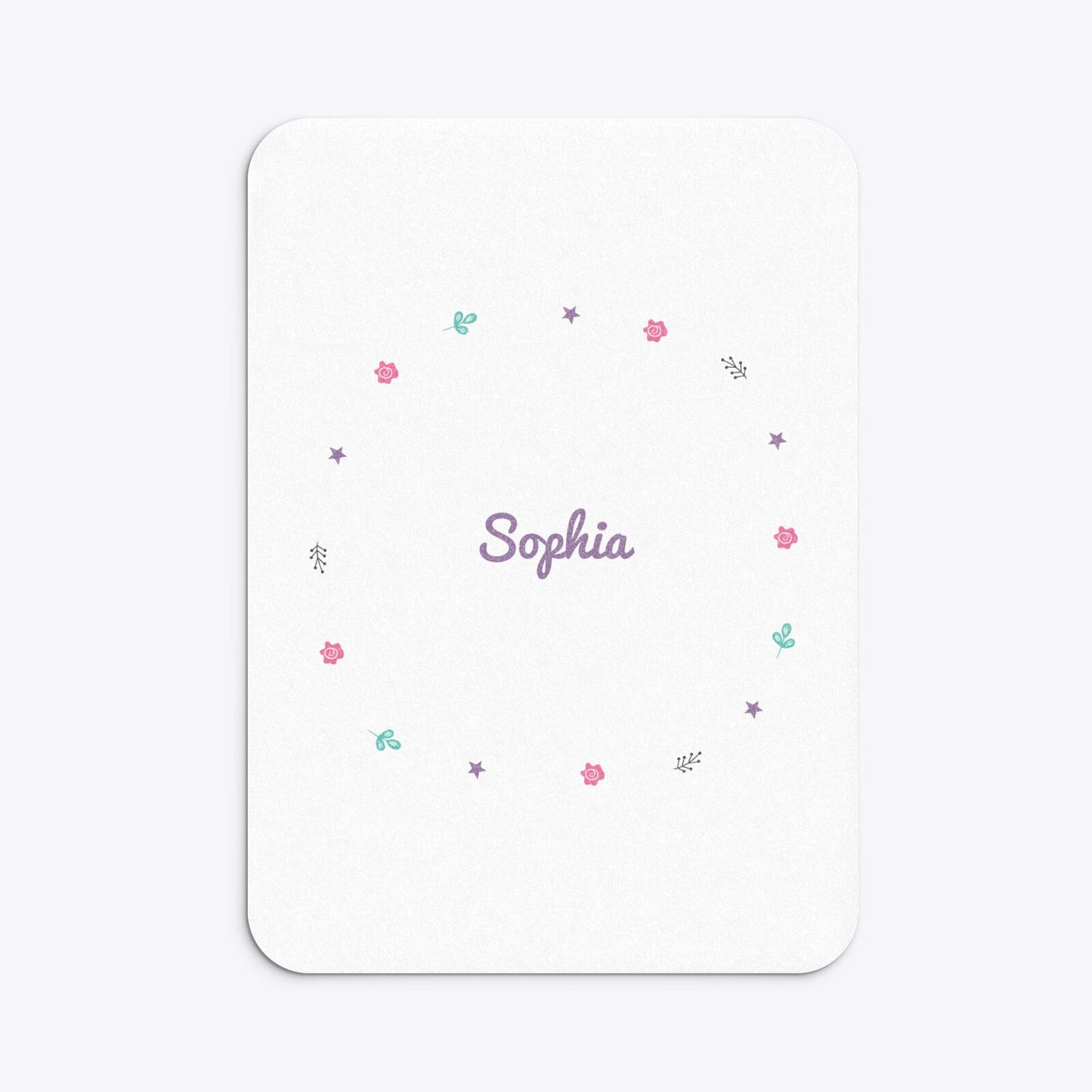 Personalised Unicorn Happy Birthday Rounded Invitation Glitter Back Image