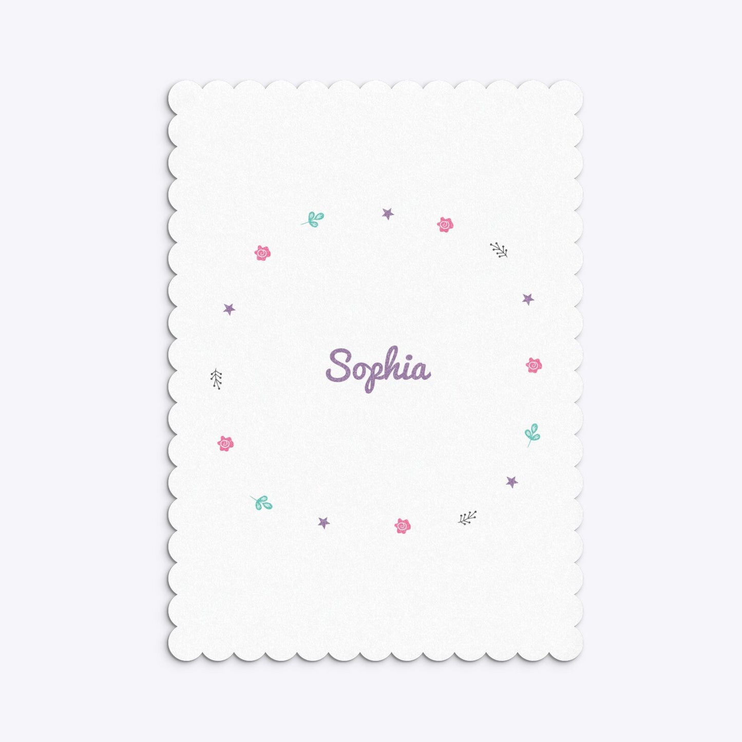 Personalised Unicorn Happy Birthday Scalloped Invitation Glitter Back Image