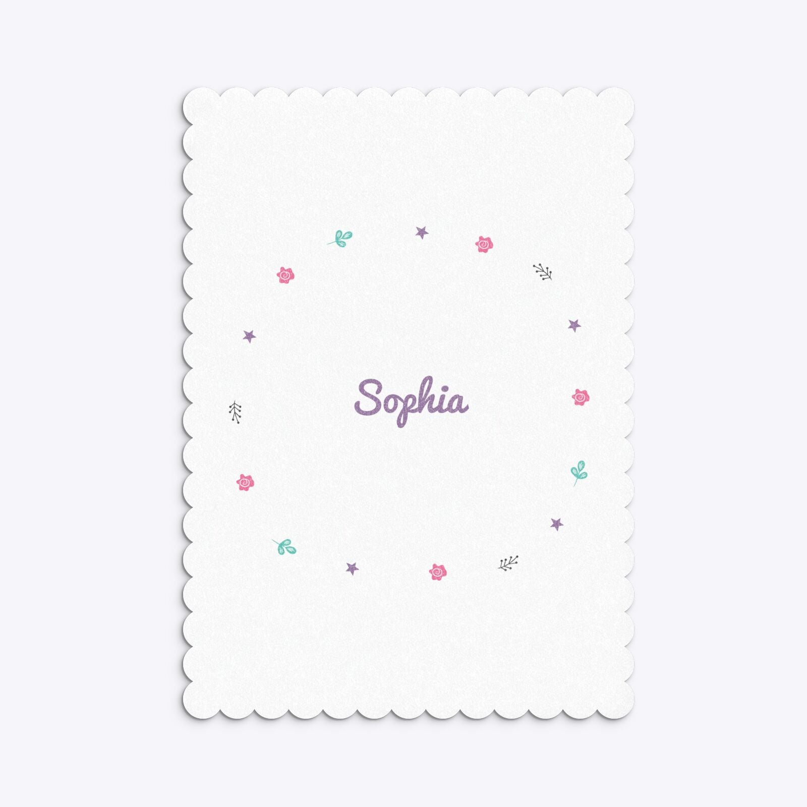 Personalised Unicorn Happy Birthday Scalloped Invitation Glitter Back Image