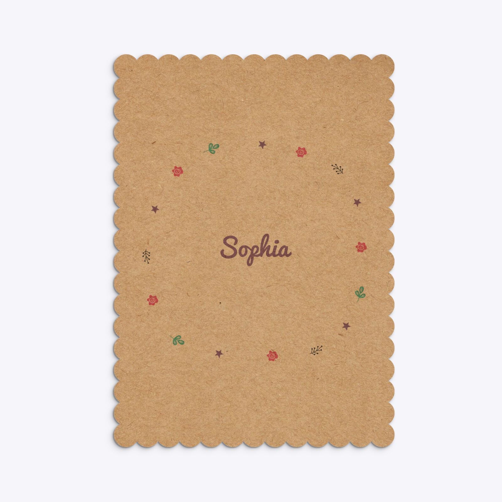 Personalised Unicorn Happy Birthday Scalloped Invitation Kraft Back Image