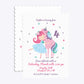 Personalised Unicorn Happy Birthday Scalloped Invitation Matte Paper Front and Back Image