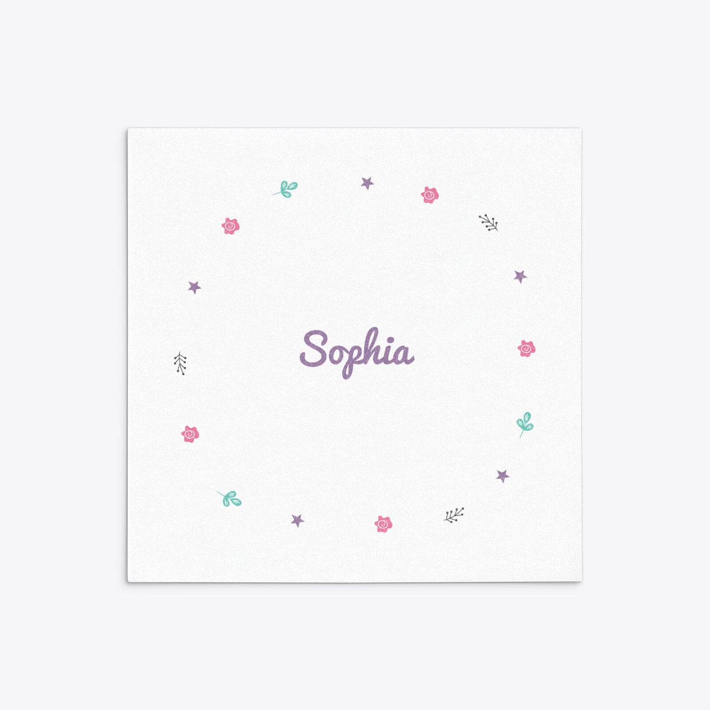 Personalised Unicorn Happy Birthday Square 5 25x5 25 Invitation Glitter Back Image