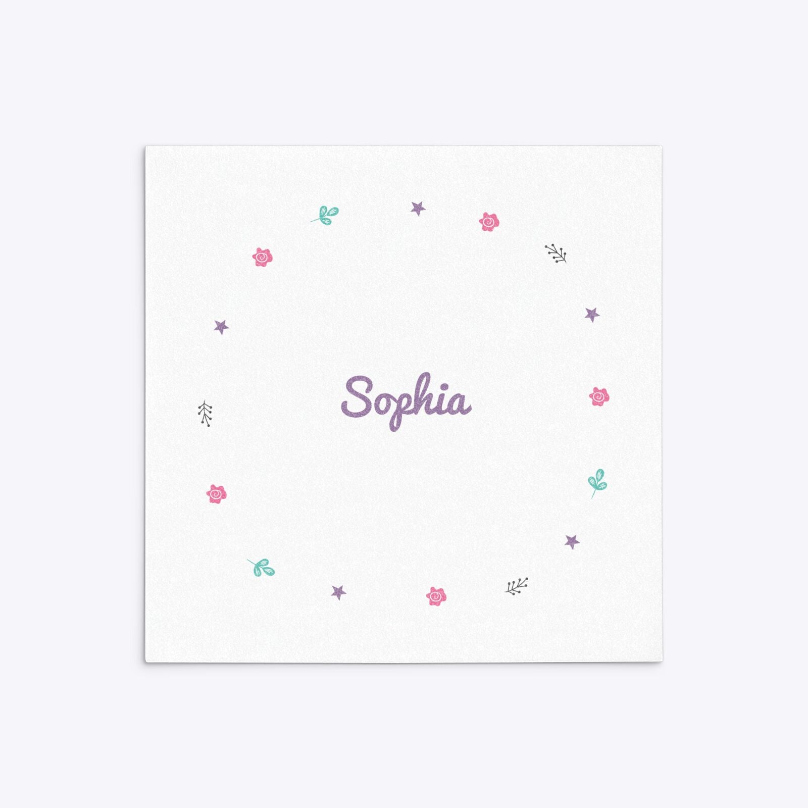 Personalised Unicorn Happy Birthday Square 5 25x5 25 Invitation Glitter Back Image