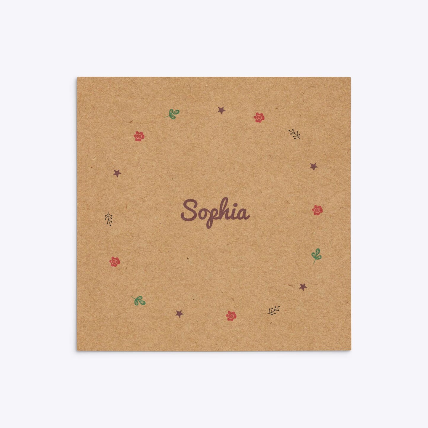 Personalised Unicorn Happy Birthday Square 5 25x5 25 Invitation Kraft Back Image