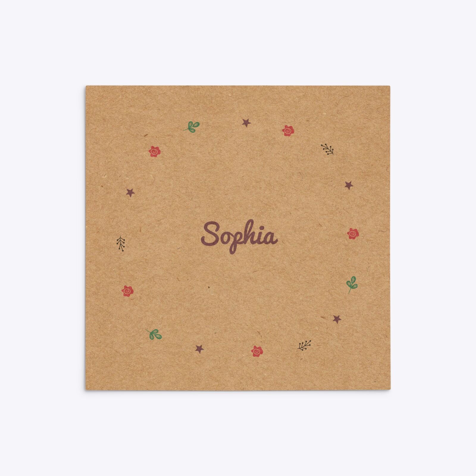 Personalised Unicorn Happy Birthday Square 5 25x5 25 Invitation Kraft Back Image