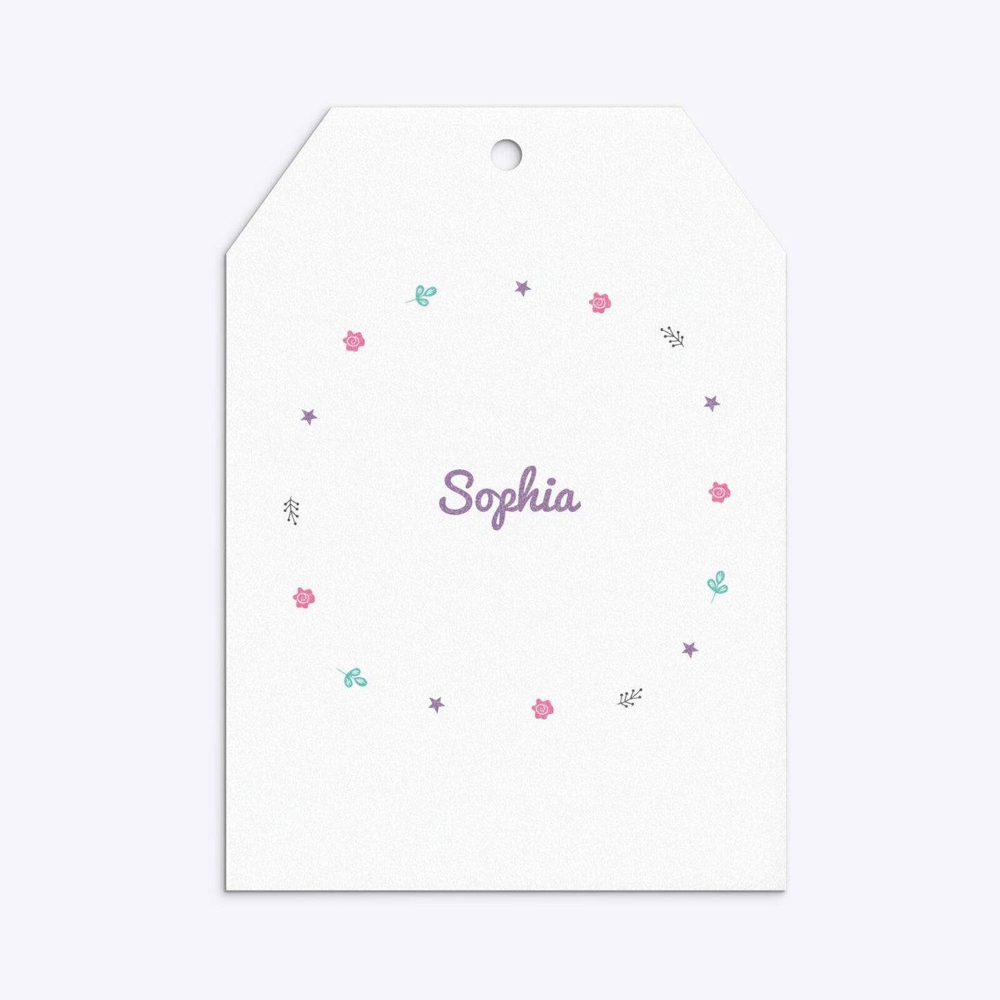 Personalised Unicorn Happy Birthday Tag Invitation Glitter Back Image