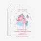 Personalised Unicorn Happy Birthday Tag Invitation Glitter Front and Back Image