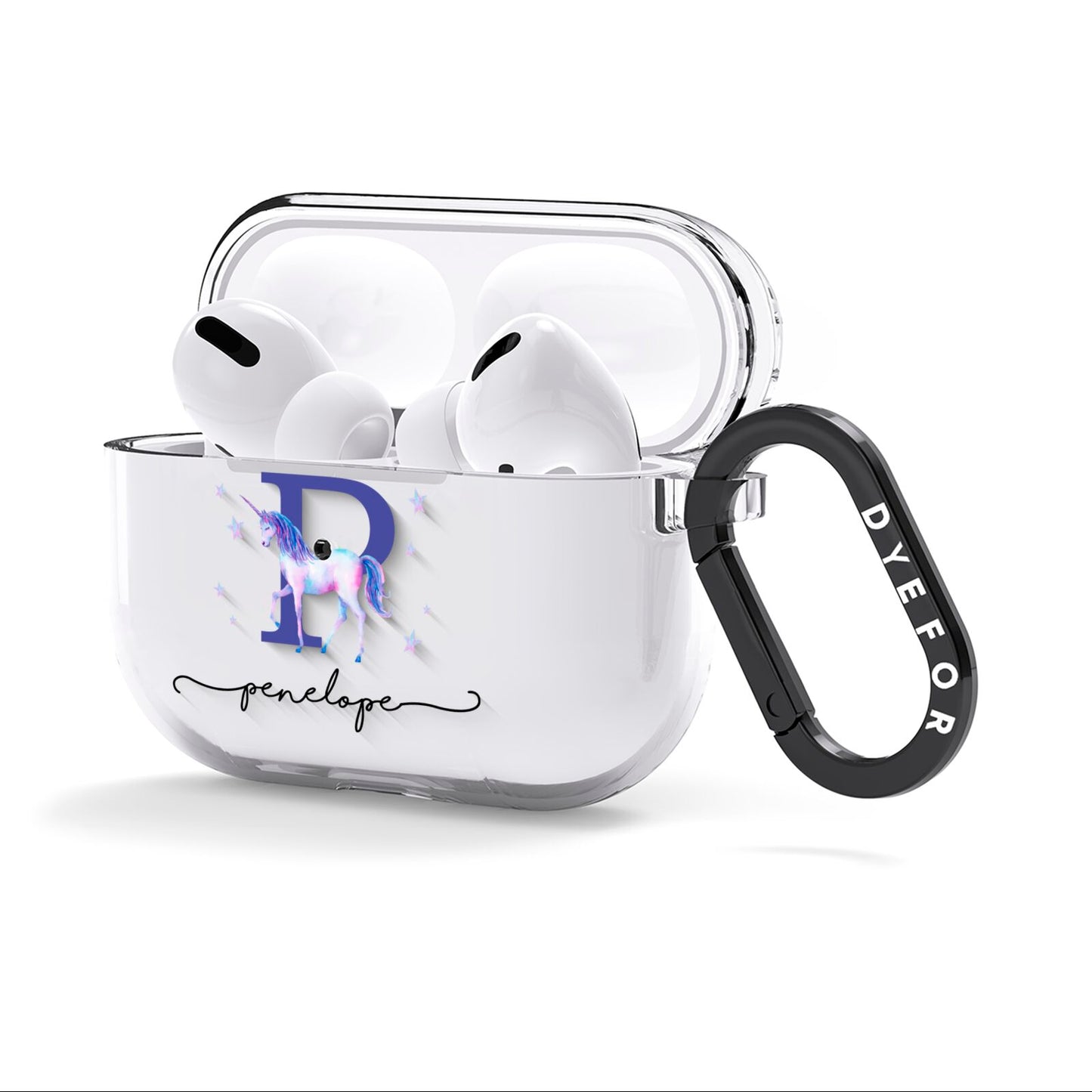 Personalised Unicorn Initial AirPods Clear Case 3rd Gen Side Image