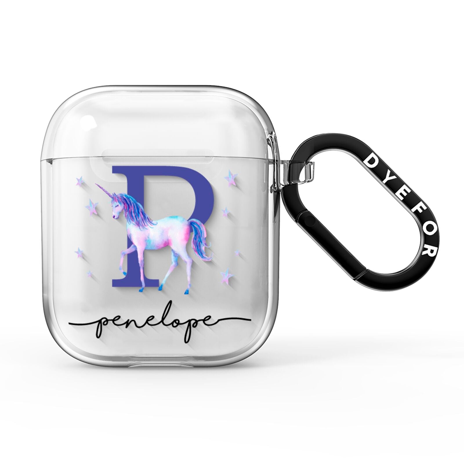 Personalised Unicorn Initial AirPods Clear Case