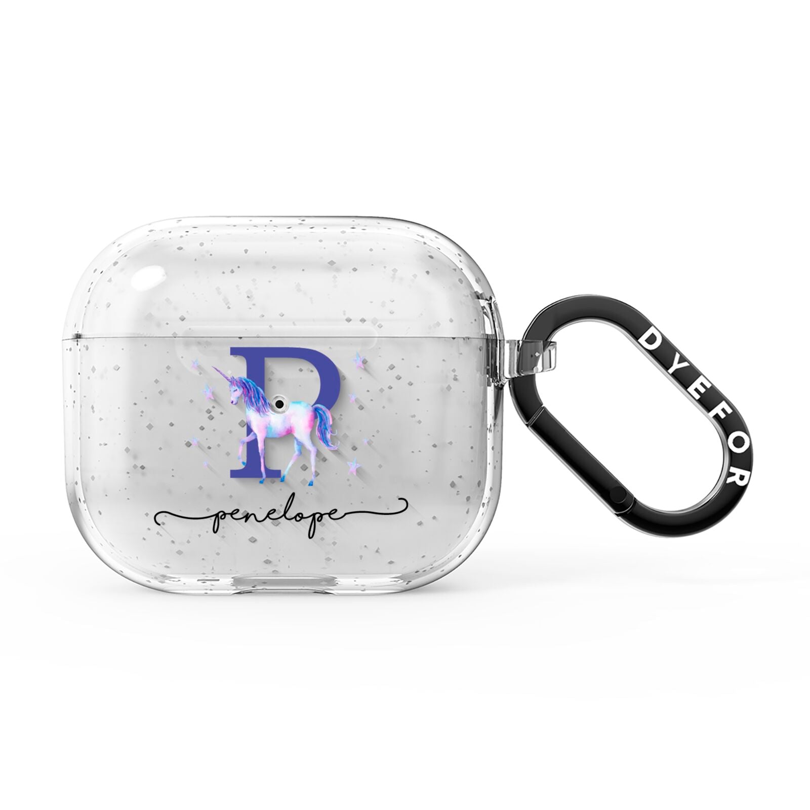 Personalised Unicorn Initial AirPods Glitter Case 3rd Gen
