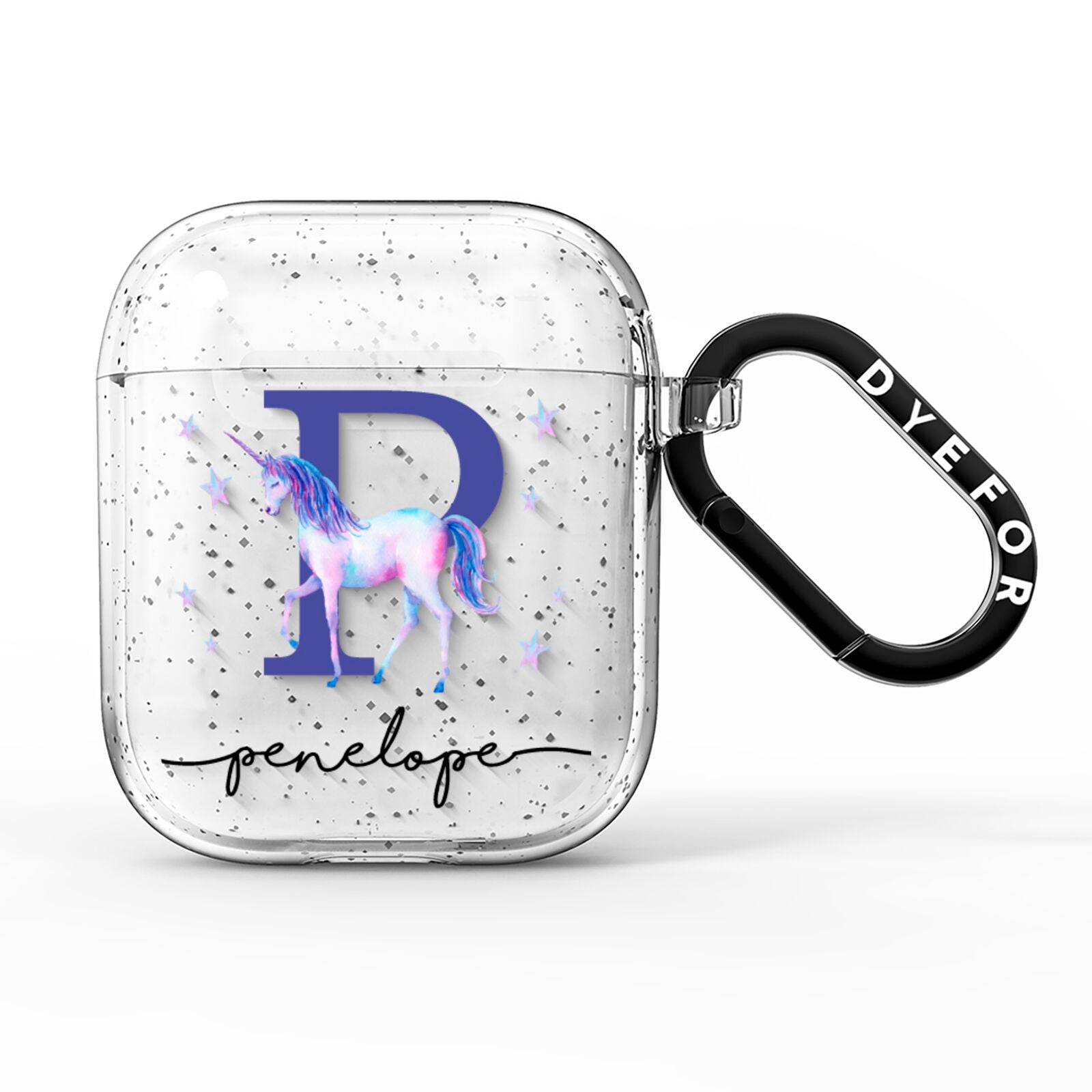 Personalised Unicorn Initial AirPods Glitter Case
