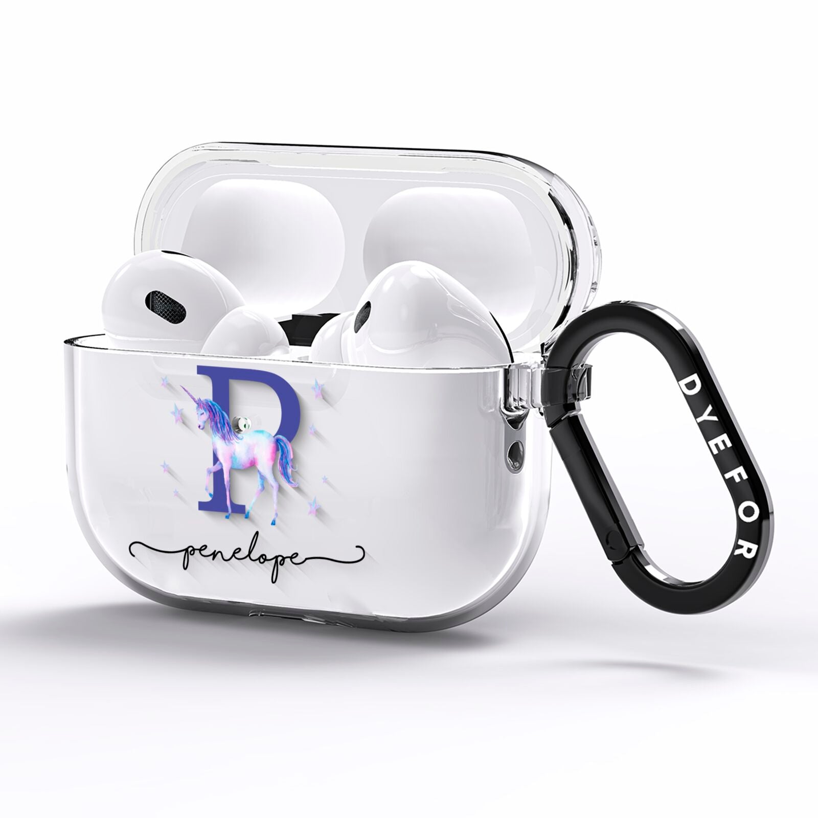 Personalised Unicorn Initial AirPods Pro Clear Case Side Image
