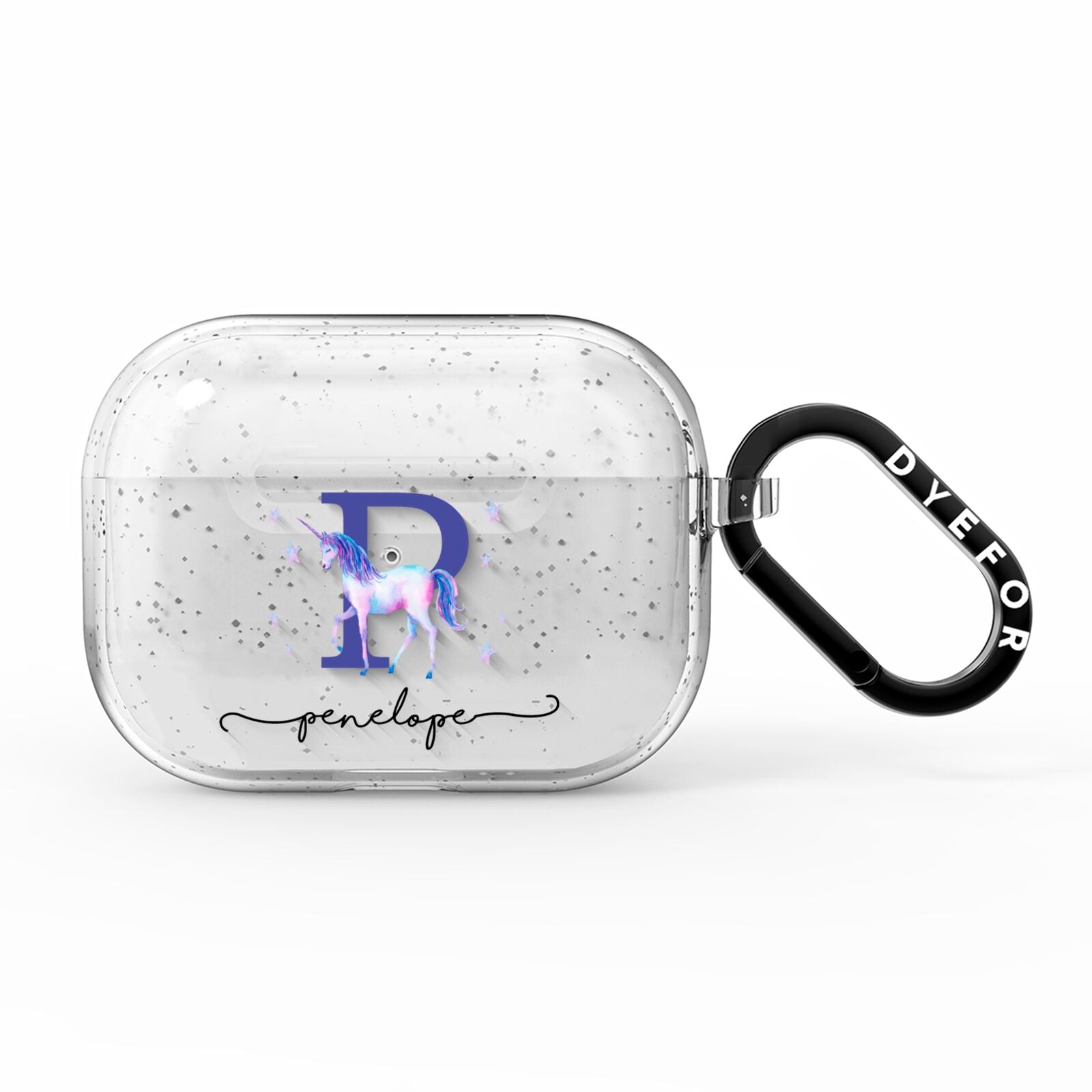 Personalised Unicorn Initial AirPods Pro Glitter Case