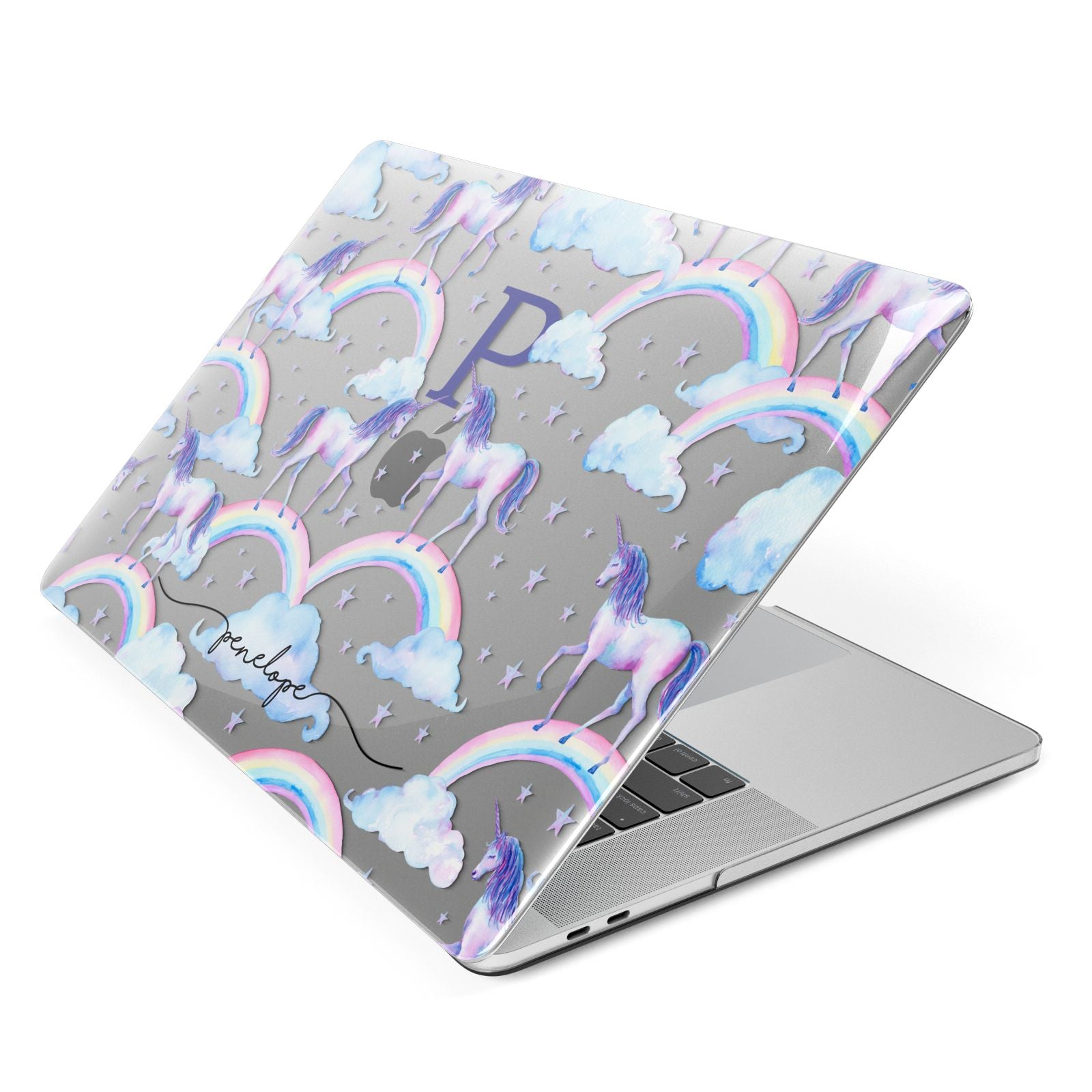 Personalised Unicorn Initial Apple MacBook Case Side View