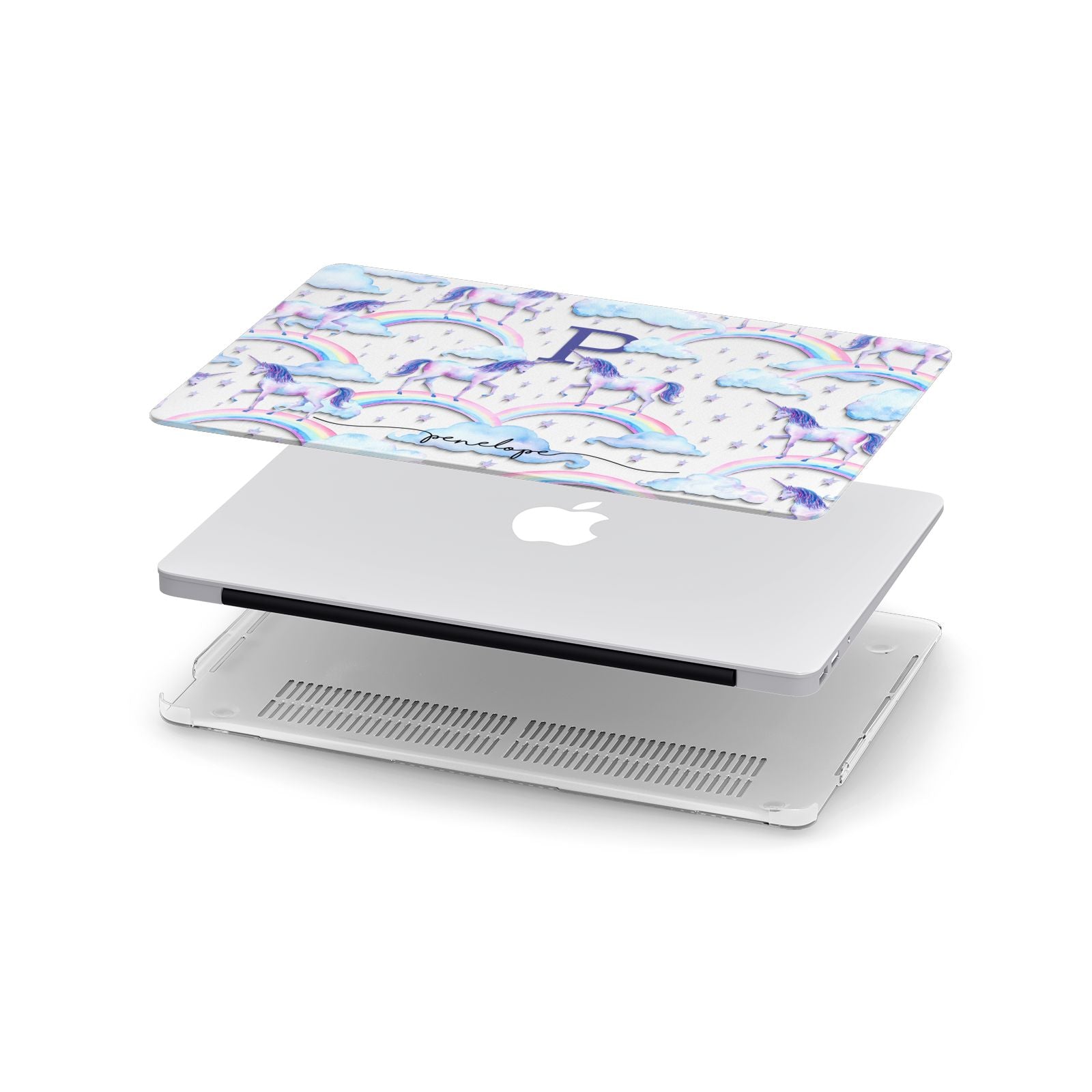 Personalised Unicorn Initial Apple MacBook Case in Detail
