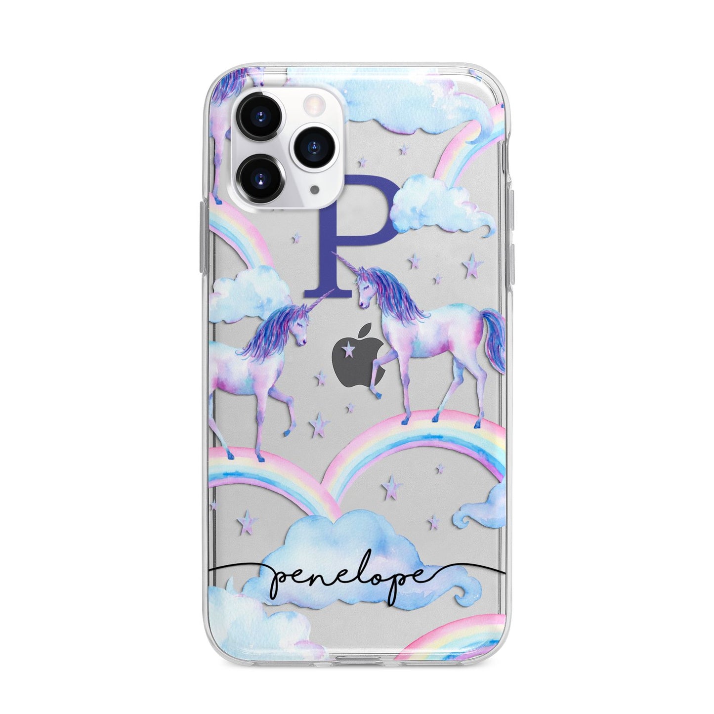 Personalised Unicorn Initial Apple iPhone 11 Pro Max in Silver with Bumper Case