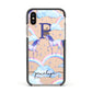 Personalised Unicorn Initial Apple iPhone Xs Impact Case Black Edge on Gold Phone
