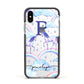 Personalised Unicorn Initial Apple iPhone Xs Impact Case Black Edge on Silver Phone