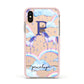 Personalised Unicorn Initial Apple iPhone Xs Impact Case Pink Edge on Gold Phone