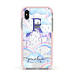 Personalised Unicorn Initial Apple iPhone Xs Impact Case Pink Edge on Silver Phone