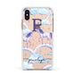 Personalised Unicorn Initial Apple iPhone Xs Impact Case White Edge on Gold Phone