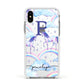 Personalised Unicorn Initial Apple iPhone Xs Impact Case White Edge on Silver Phone