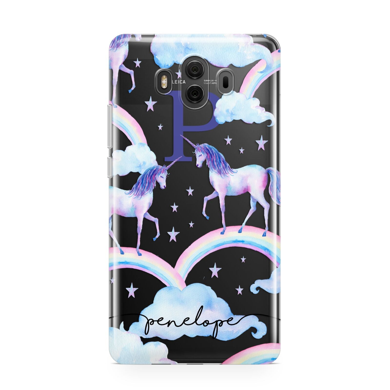 Personalised Unicorn Initial Huawei Mate 10 Protective Phone Case
